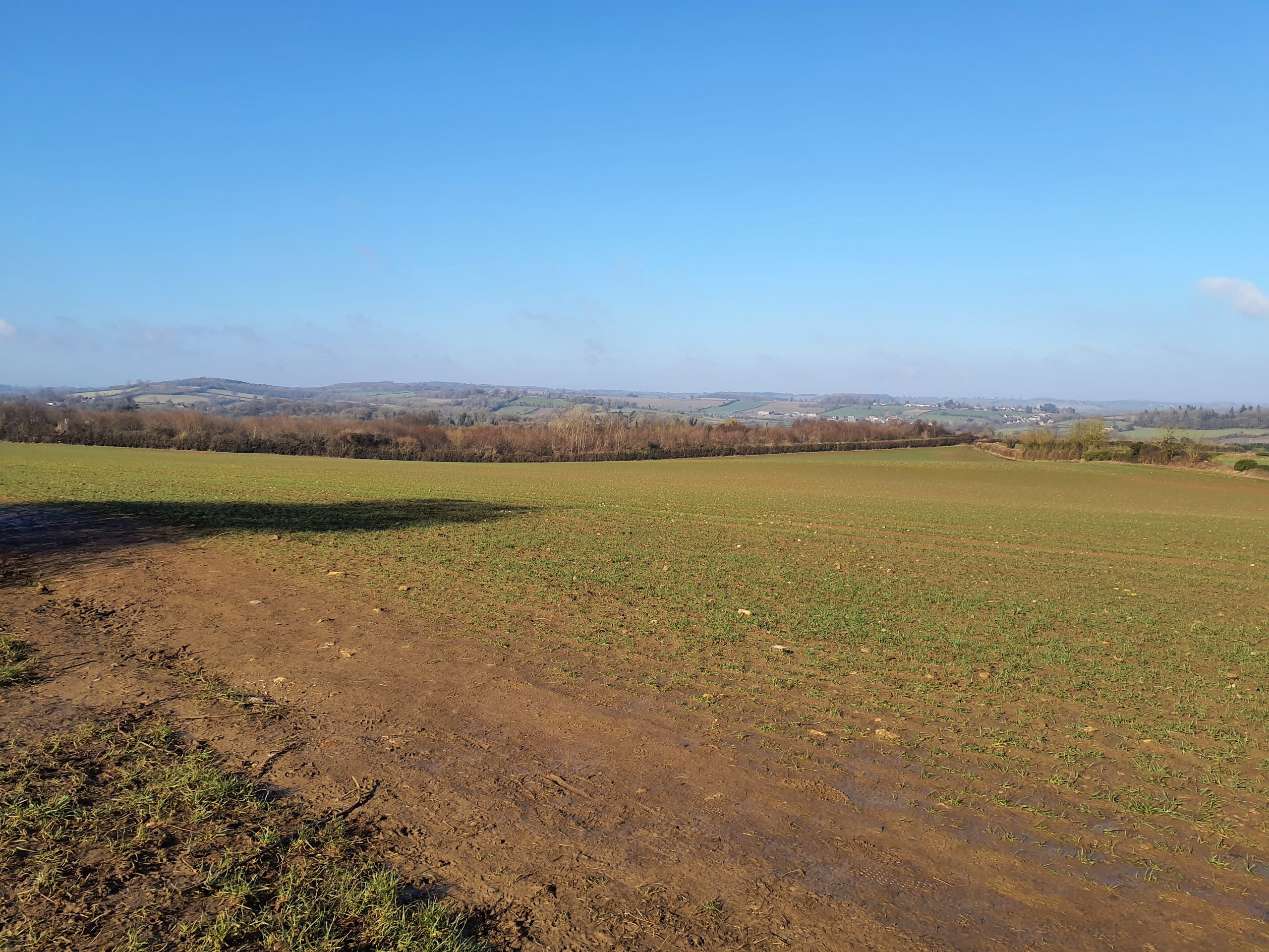 Views north-west from the elevated settlement edge towards rolling areas of landform within the Sandstone Slopes and Valley Heads (LCT 4).